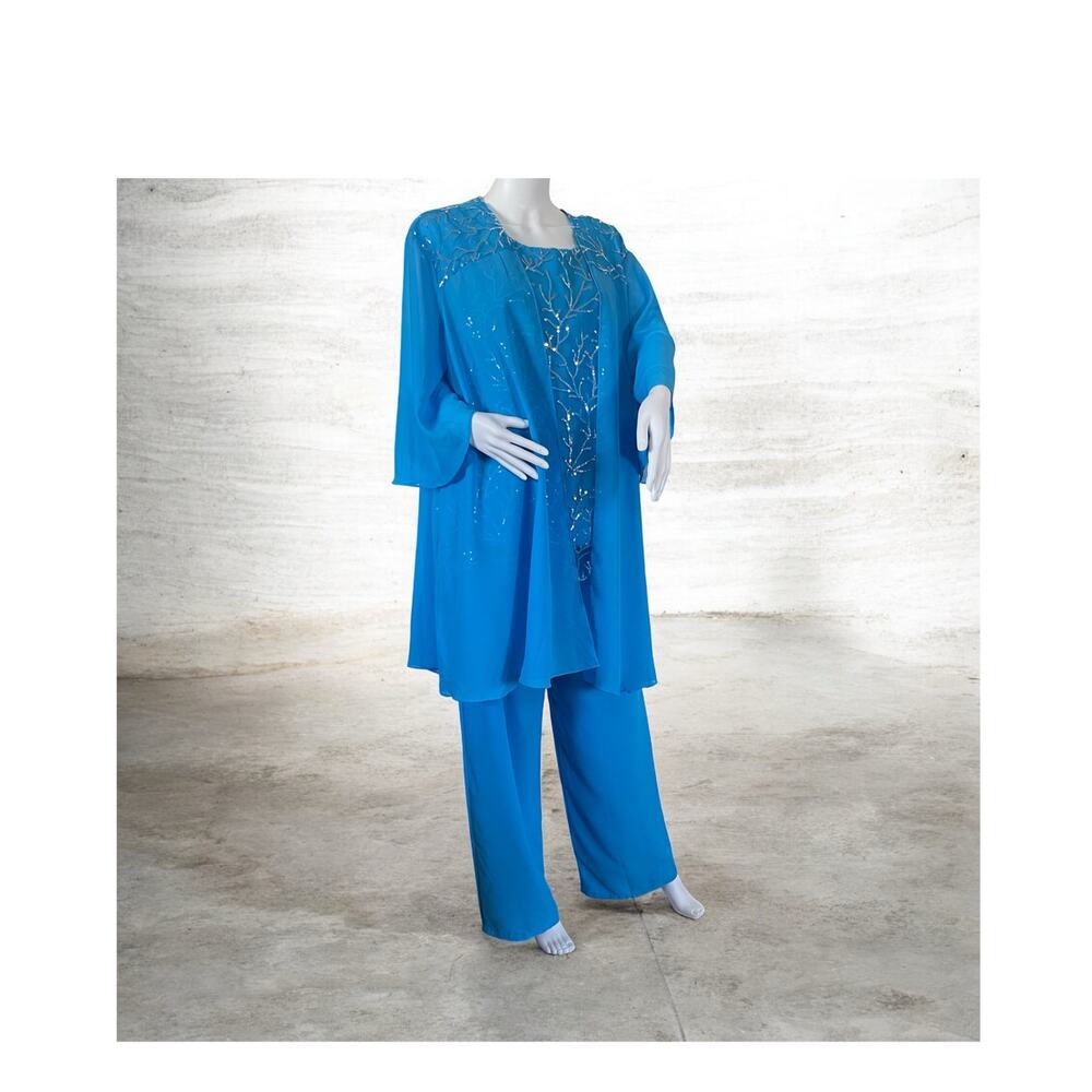 Woman’s 3 PCS Pants Set Blue Party Size Large